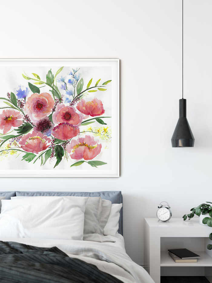 large watercolor flower wall art