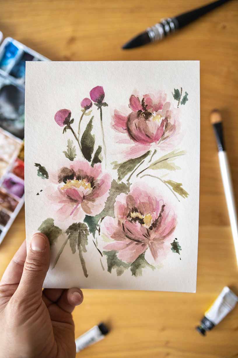 pink watercolour flowers
