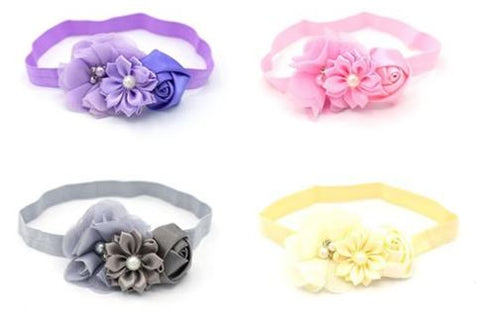 RHINESTONE FLOWERS BABY HEADBAND