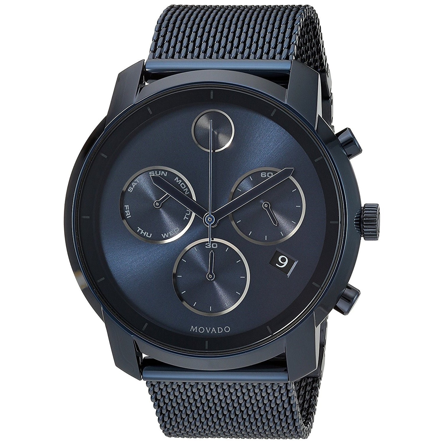 Movado Men's 3600403 'Bold' Chronograph Blue Stainless Steel Watch | eBay