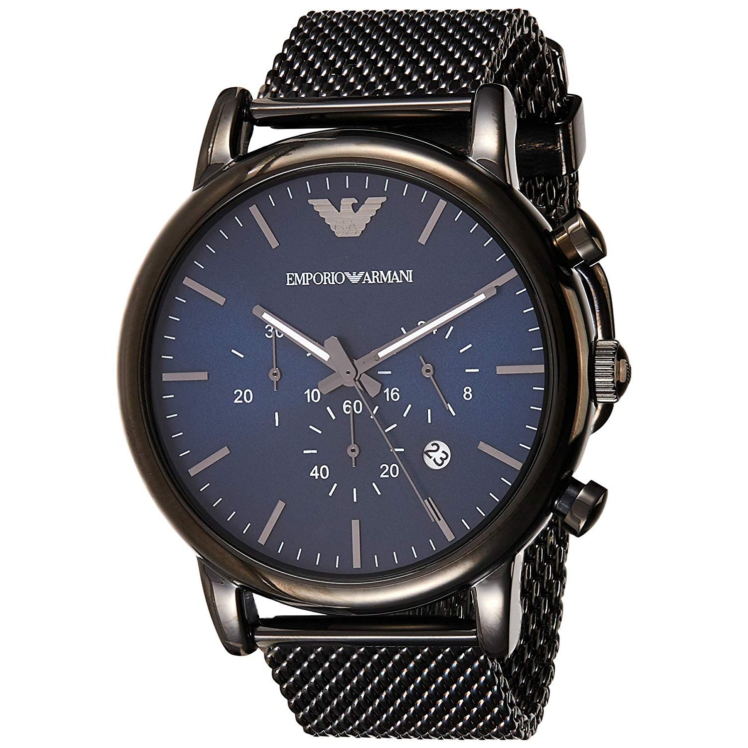 Emporio Armani AR1979 Dress 46MM Men's Chronograph Black Stainless ...