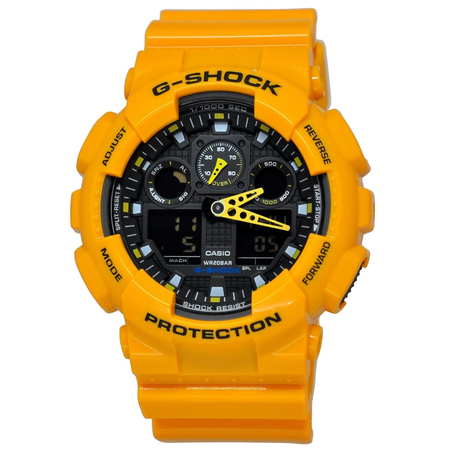 Casio Men's GA100A-9A 'G-Shock' Chronograph Yellow Resin Watch ...