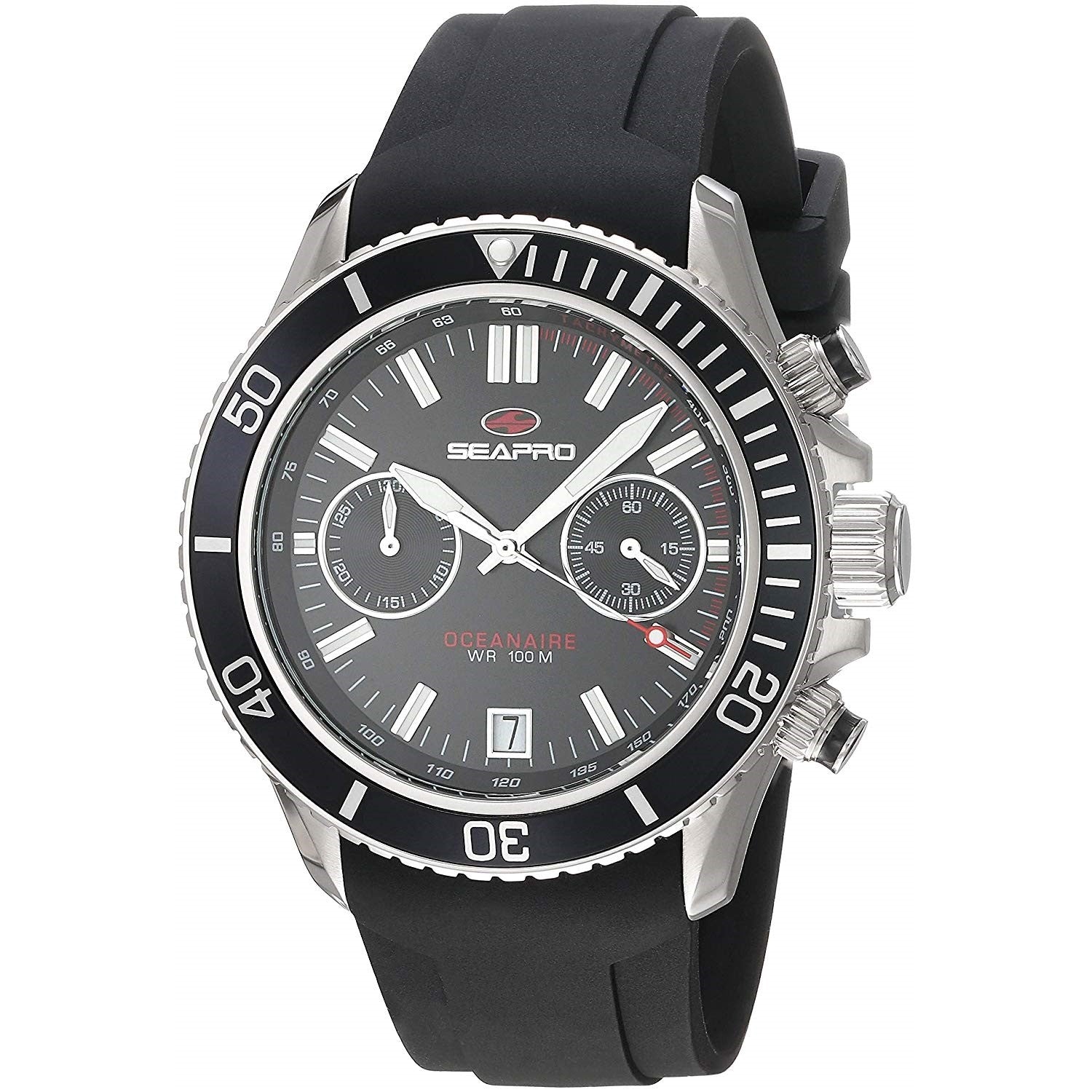 Seapro SP0330 Thrash 45MM Men's Chronograph Black Silicone Watch ...