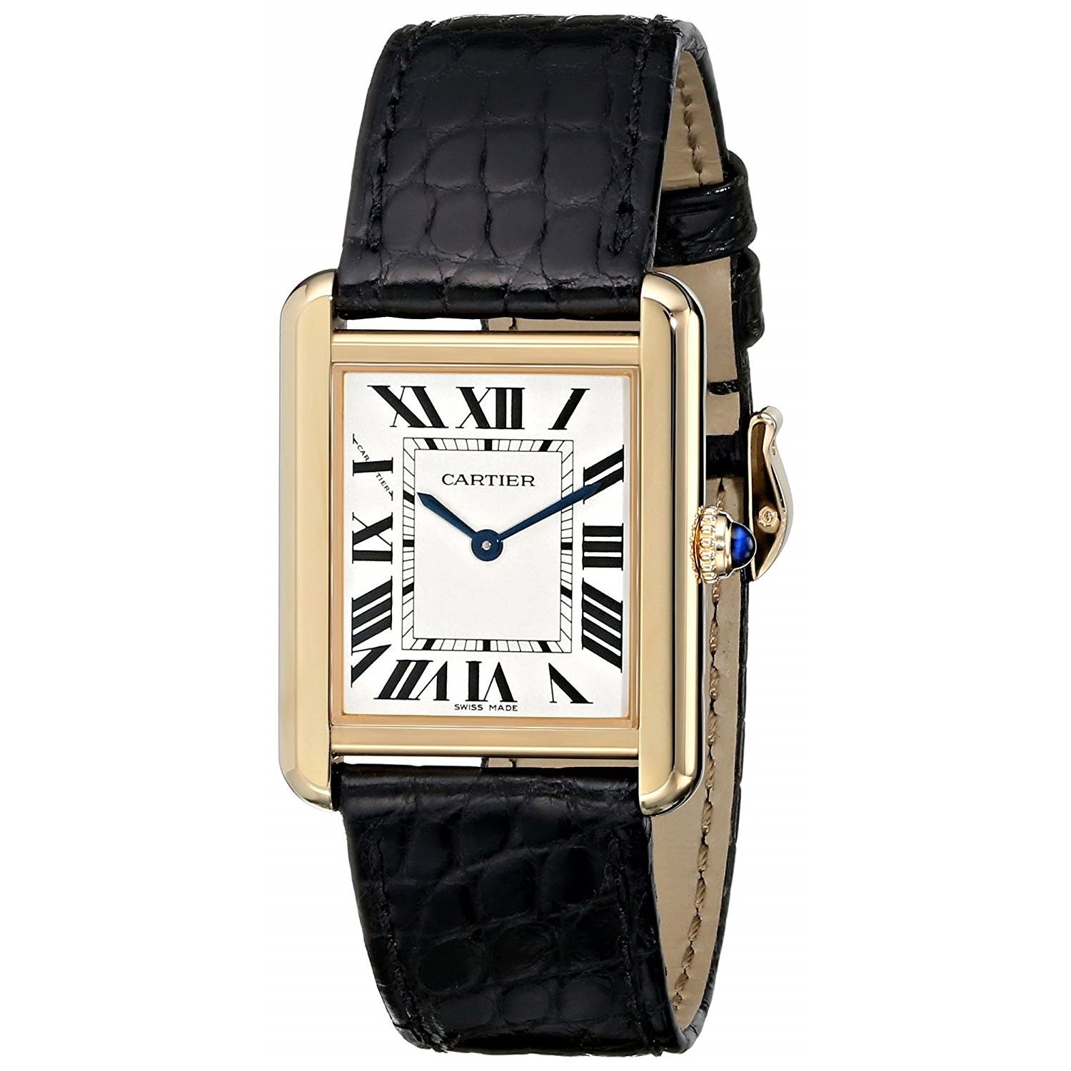 Cartier W5200004 Tank Solo 35MM Women's 18kt Yellow Gold Black Leather ...