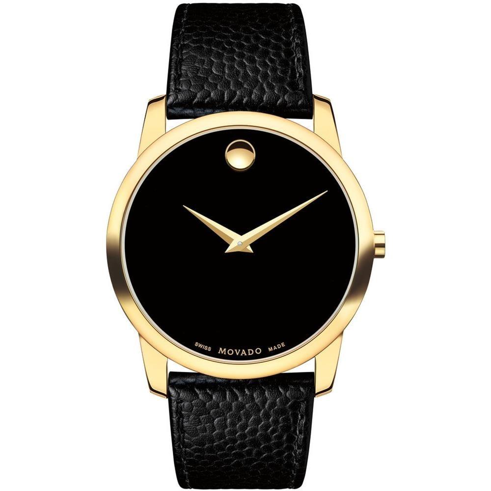 Movado Men's 0607014 Museum Black Leather Watch - Bezali