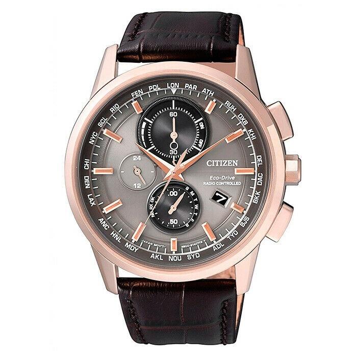 Citizen Men's AT8113-12H Eco-Drive Chronograph Brown Leather Watch - Bezali