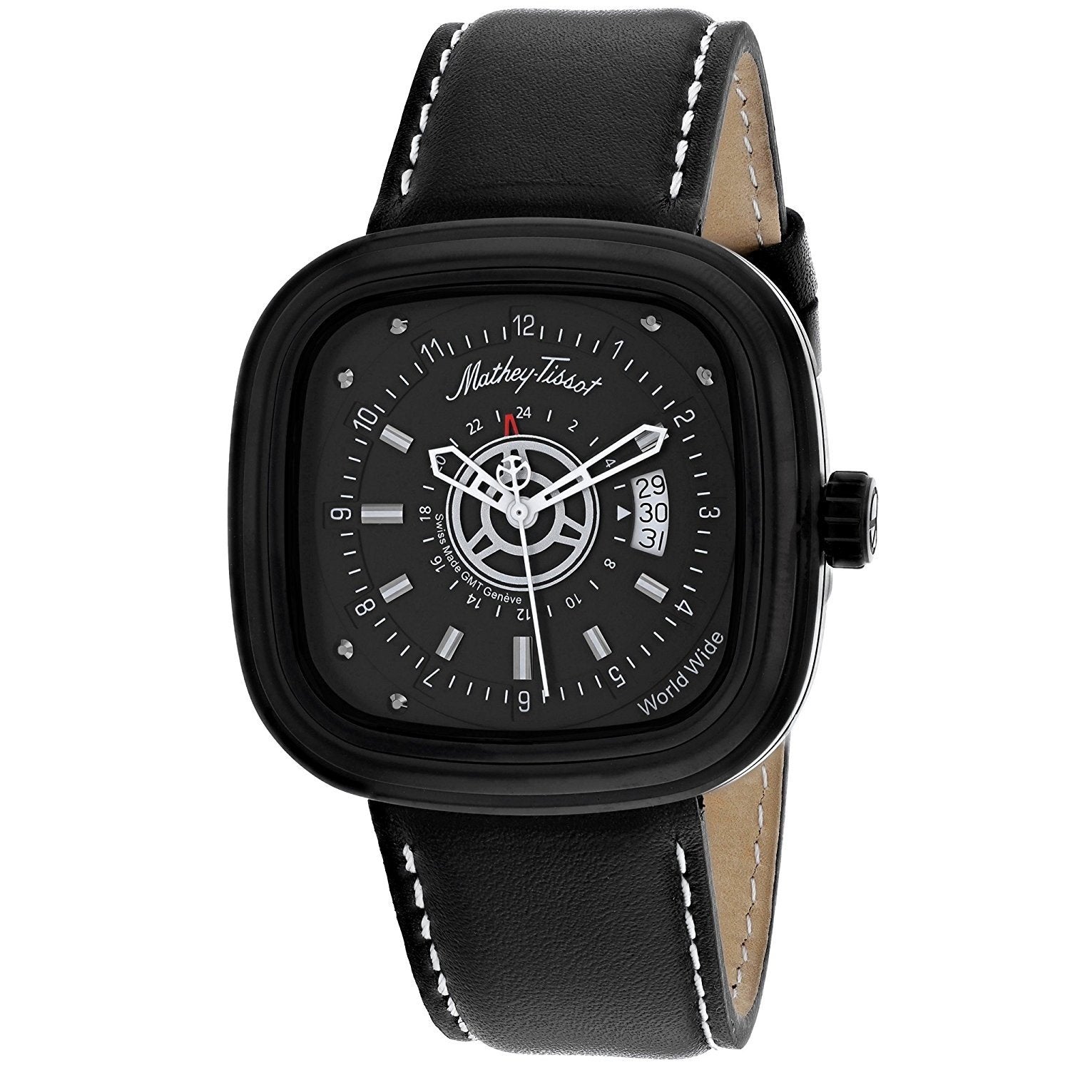 Mathey-Tissot Men's H110NN Classic Black Leather Watch - Bezali