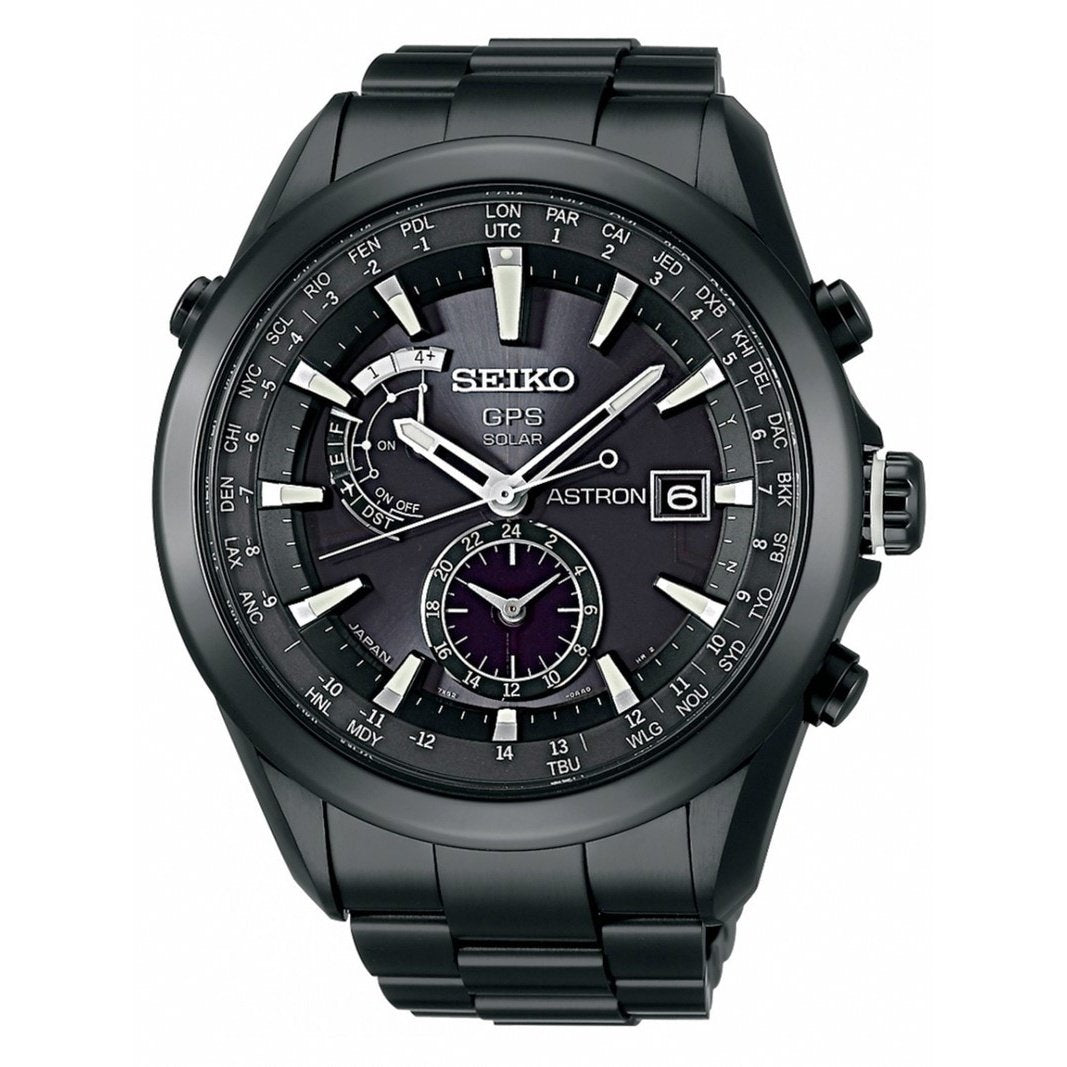Seiko Men's SAST007 Astron GPS Solar World Time Black Titanium Watch -  Bezali