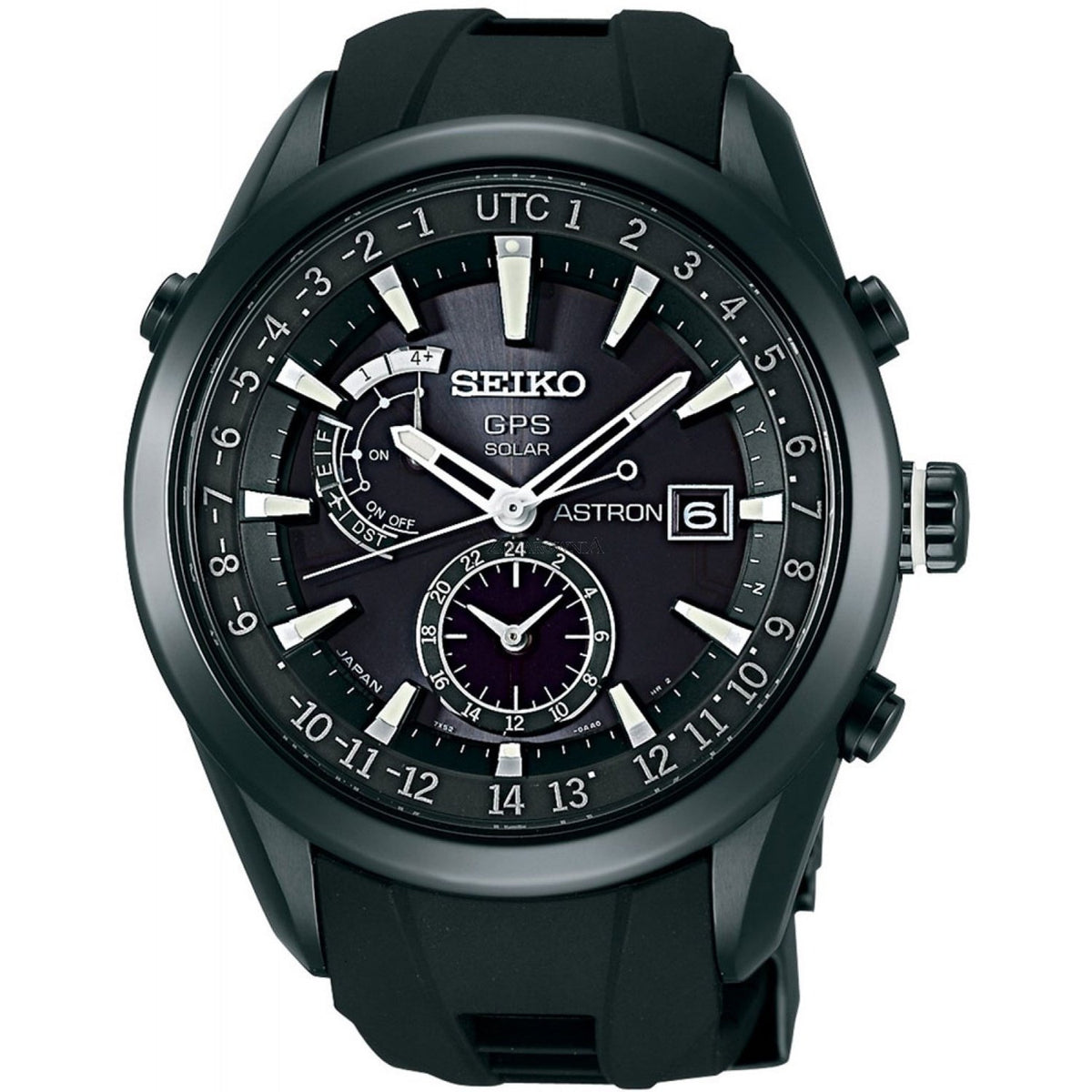 Seiko Men's SAST011 Astron GPS Solar World Time Black Silicone Watch ...