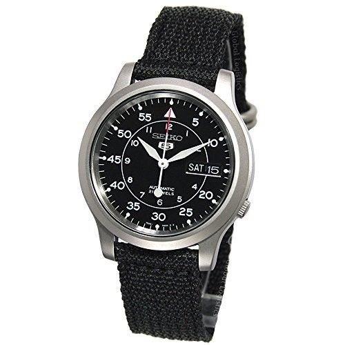 Seiko Men's SNK809 Seiko 5 Black Canvas Watch - Bezali