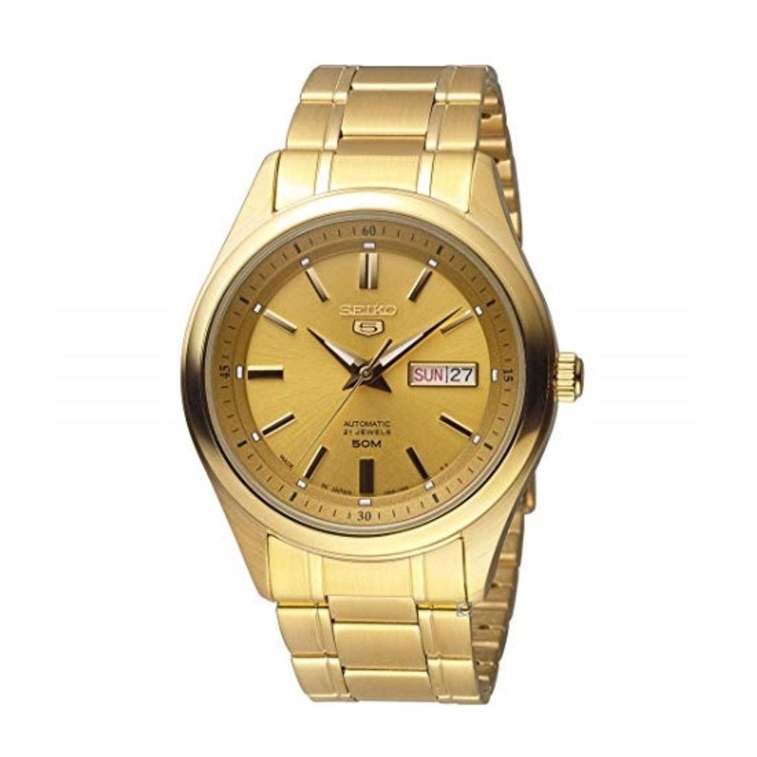 Seiko Men's SNKN96J1 Seiko 5 Gold-Tone Stainless Steel Watch - Bezali