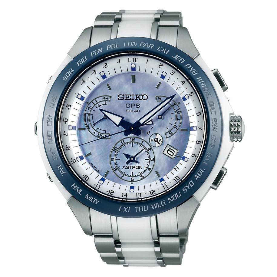 Seiko Men's SSE039 Astron GPS Solar Chronograph Two-Tone Titanium and -  Bezali