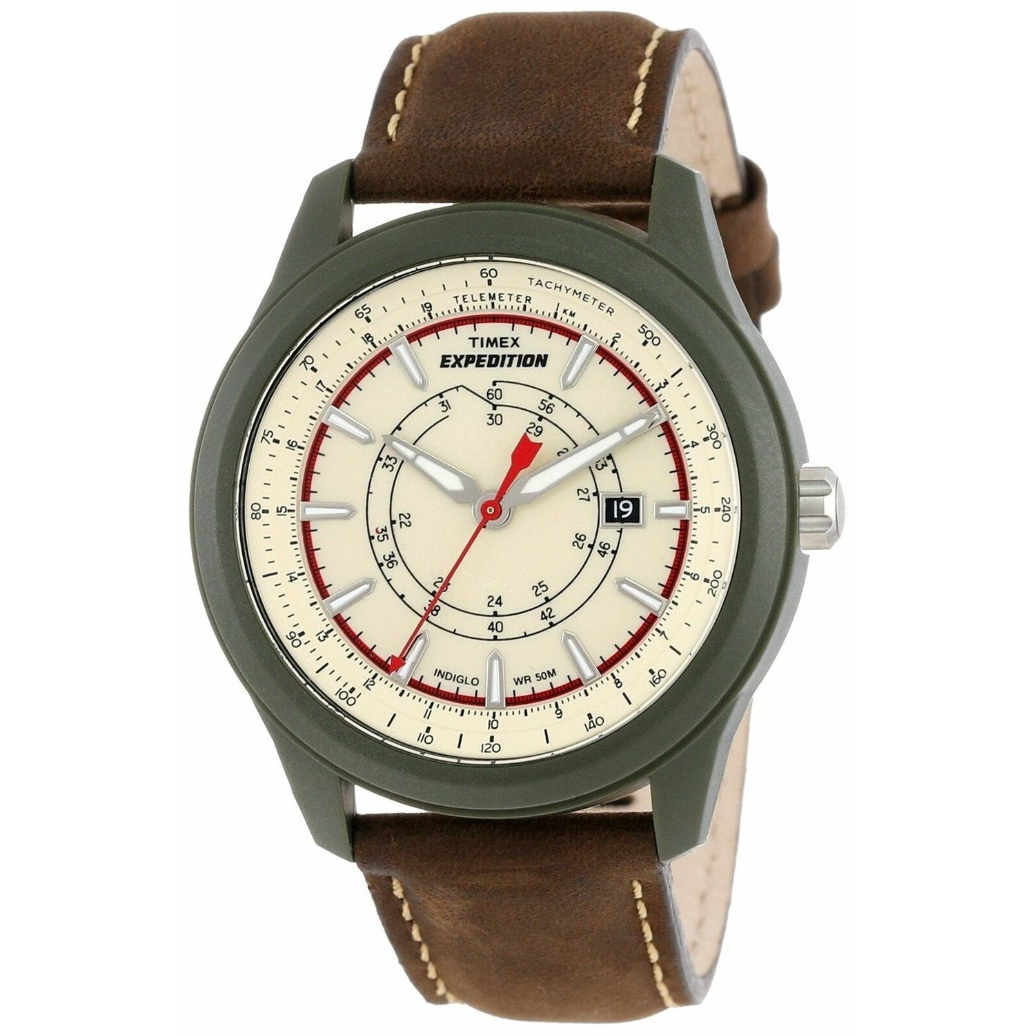 Timex Men's T49921 Expedition Camper Brown Leather Watch - Bezali