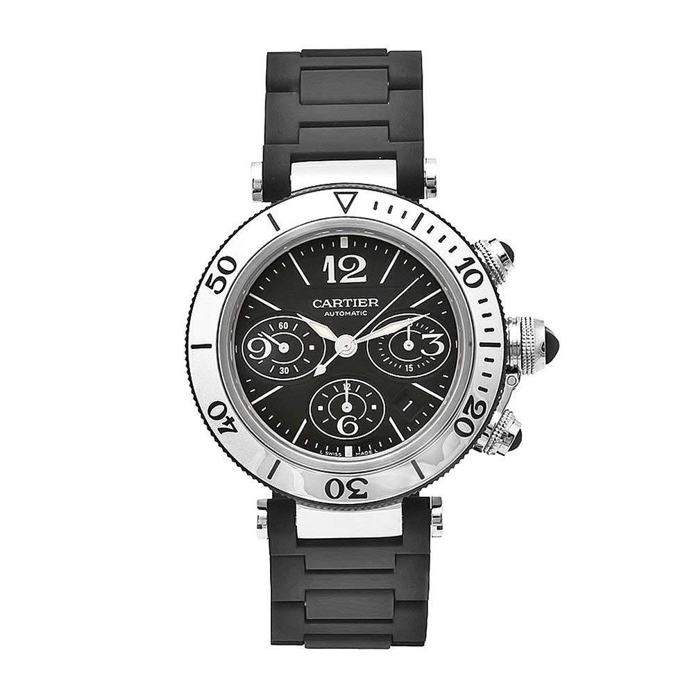Cartier Men's W31088U2 Pasha Chronograph Black Ceramic Watch - Bezali