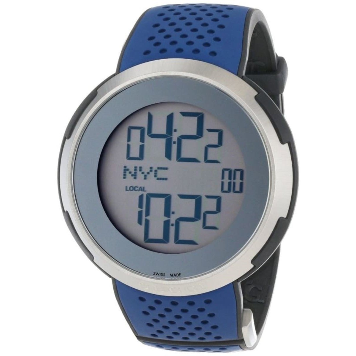 Gucci Men's YA114105 I-Gucci Digital Blue Rubber Watch - Bezali