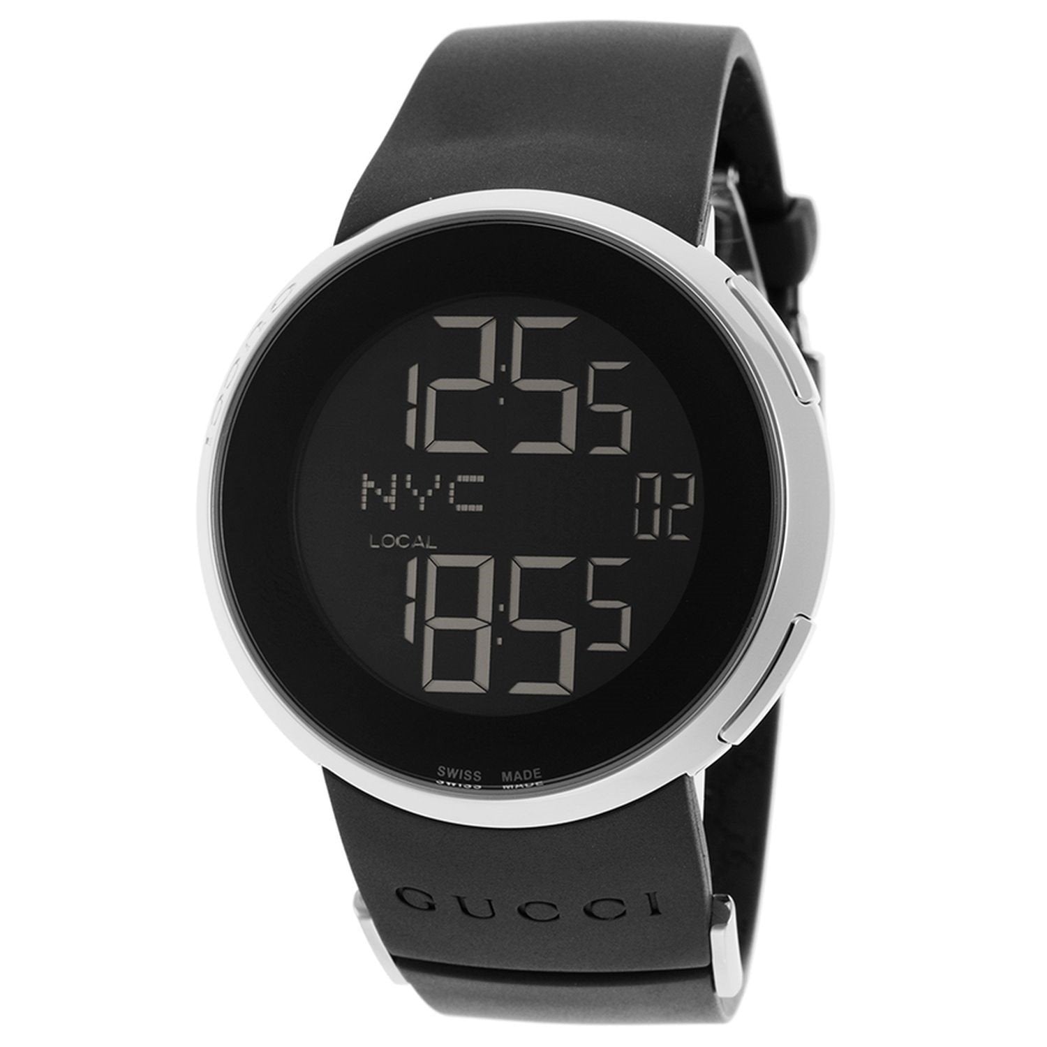 Gucci Women's YA114401 I-Gucci 114 Digital Black Rubber Watch - Bezali