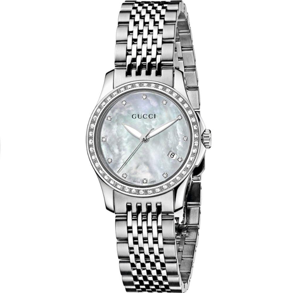 Gucci Women's YA126508 G-Timeless Diamond Stainless Steel Watch - Bezali