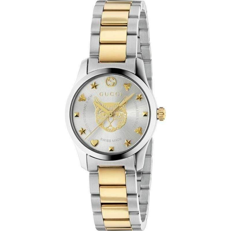 ga winkelen criticus Zachte voeten Gucci Women's YA126596 G-Timeless Two-Tone Stainless Steel Watch - Bezali