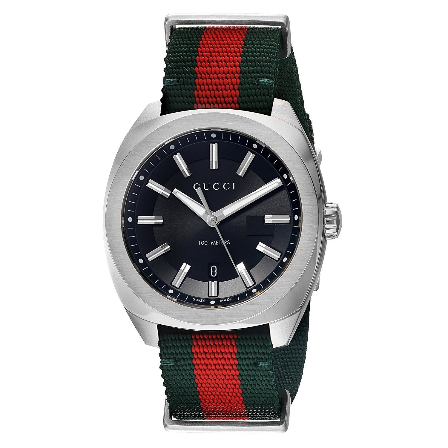 Gucci Men's YA133206 Interlocking-G Black, Green and Red Canvas Watch -  Bezali