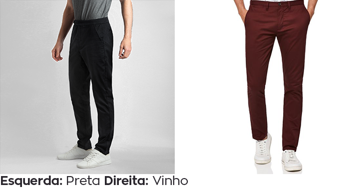 Calça de sarja preta e vinho - Minha Chino sob medida - Nióbio