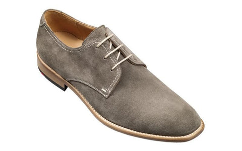 Men Gray Grey Derby Suede Leather Shoes With White Laces