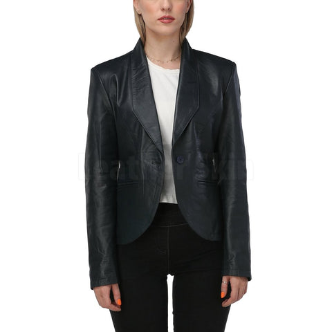 Women's Black Leather Coat