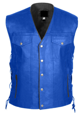 Men's Blue Leather Vest