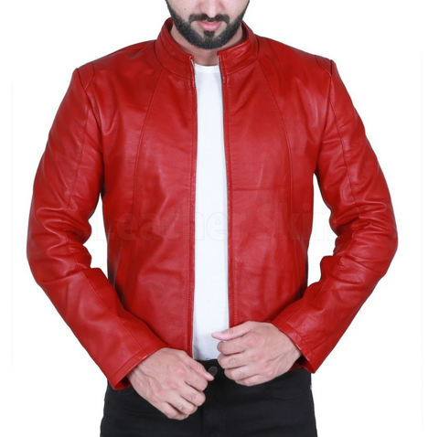 Dashing Red Biker Leather Jacket