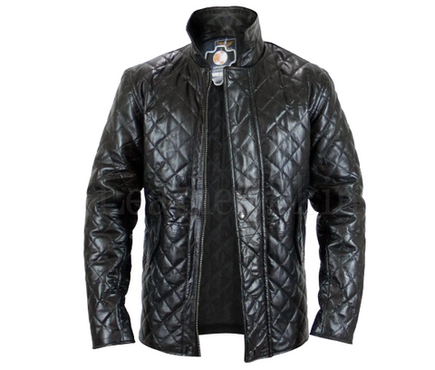 Leather Skin Men Black Quilted Genuine Leather Jacket