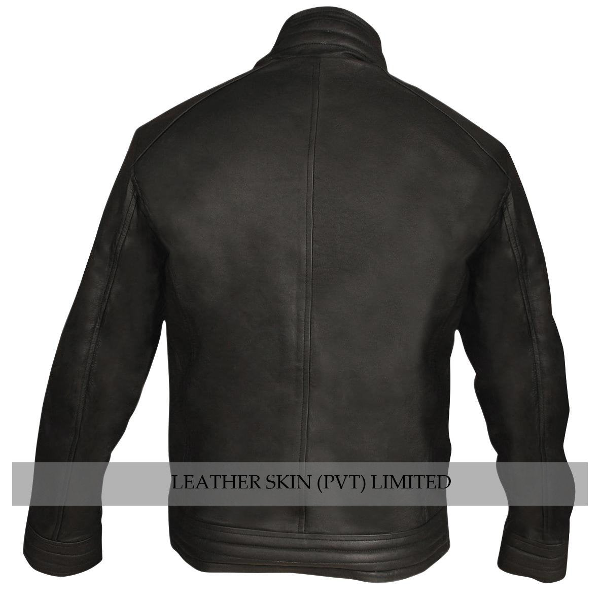 Leather Skin Black Motorcycle Biker with tilted chest pocket Motorcycle Biker Genuine Leather Jacket