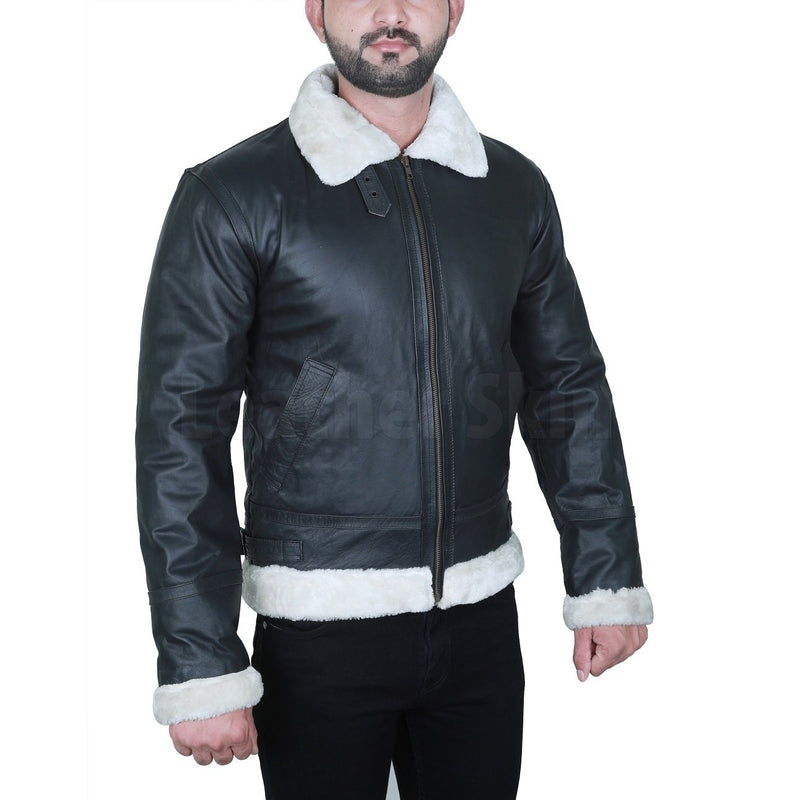Black Fur Leather Jacket for Men - Leather Skin Shop