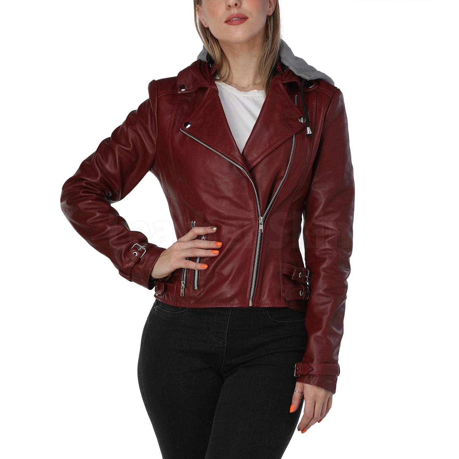 Womens Maroon Leather Jacket – Leather Jacket Gear®