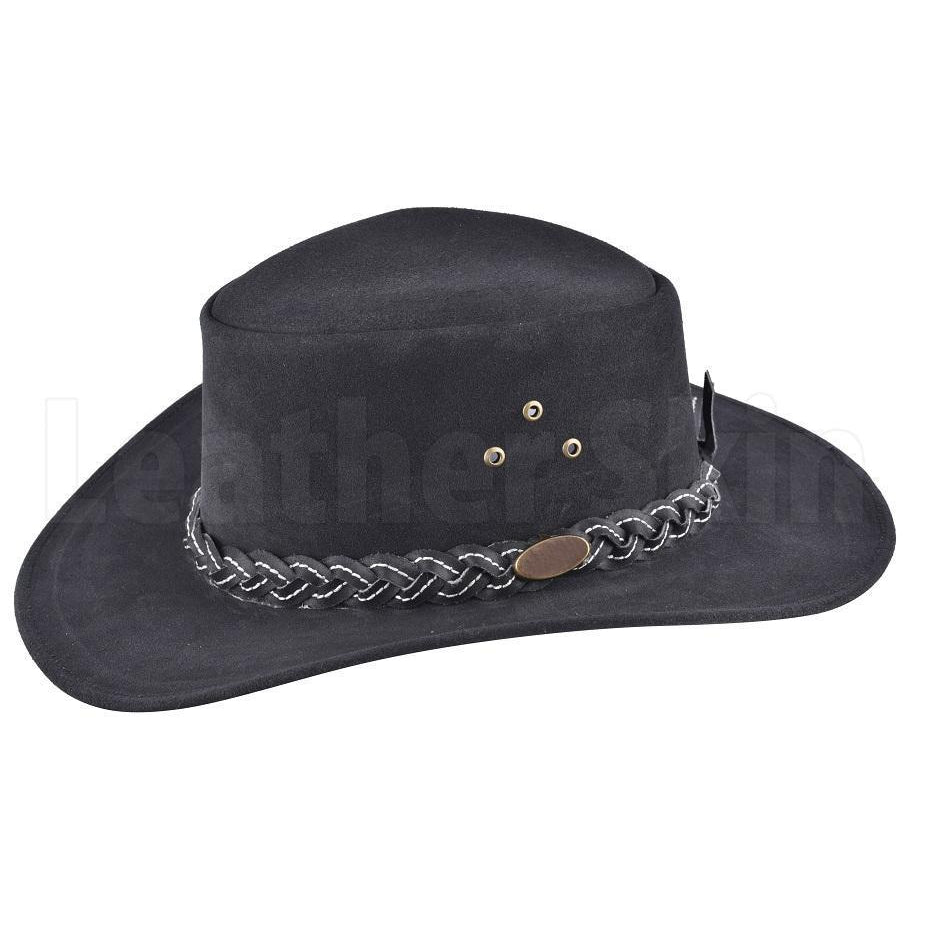 Classic Midnight Leather Braided Cowboy Hat