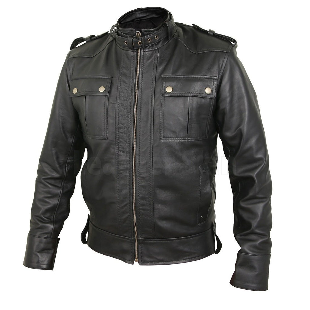 Classy Black Bomber Leather Field Jacket - Leather Skin Shop