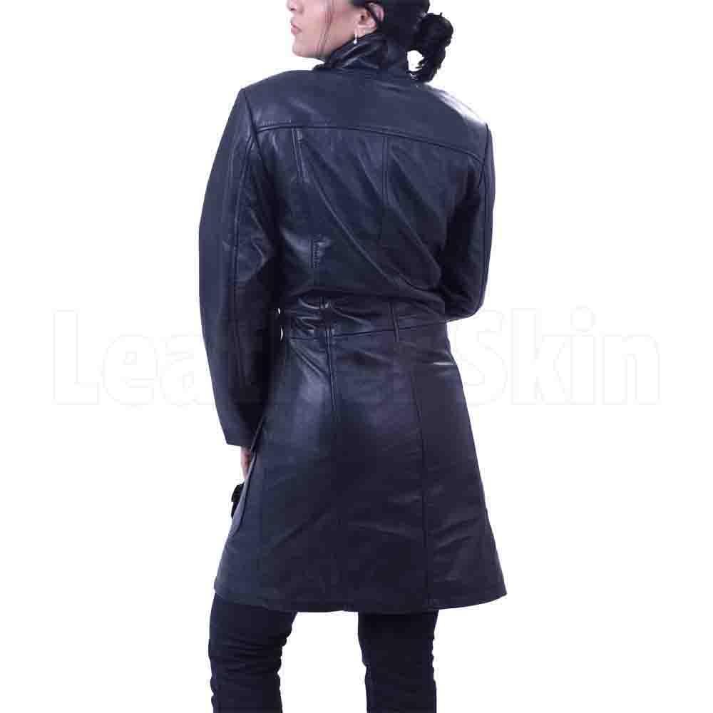 Cowhide Leather Long Coat