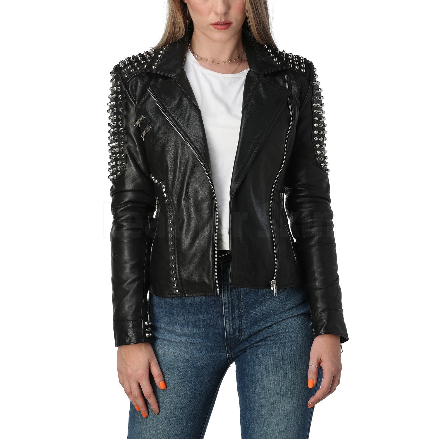 Cutting Edge Black Spike Studded Leather Jacket