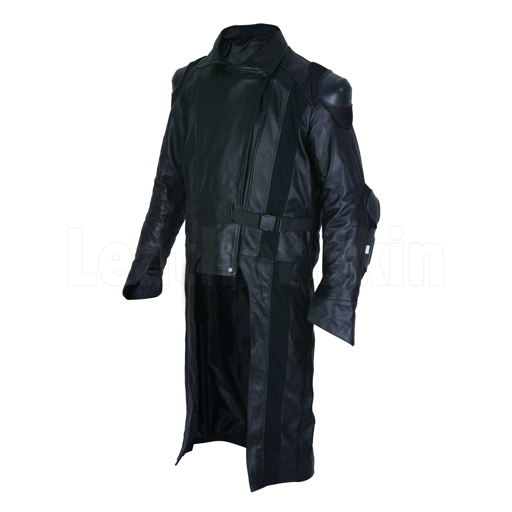 Daring Men Biker Long Coat Black