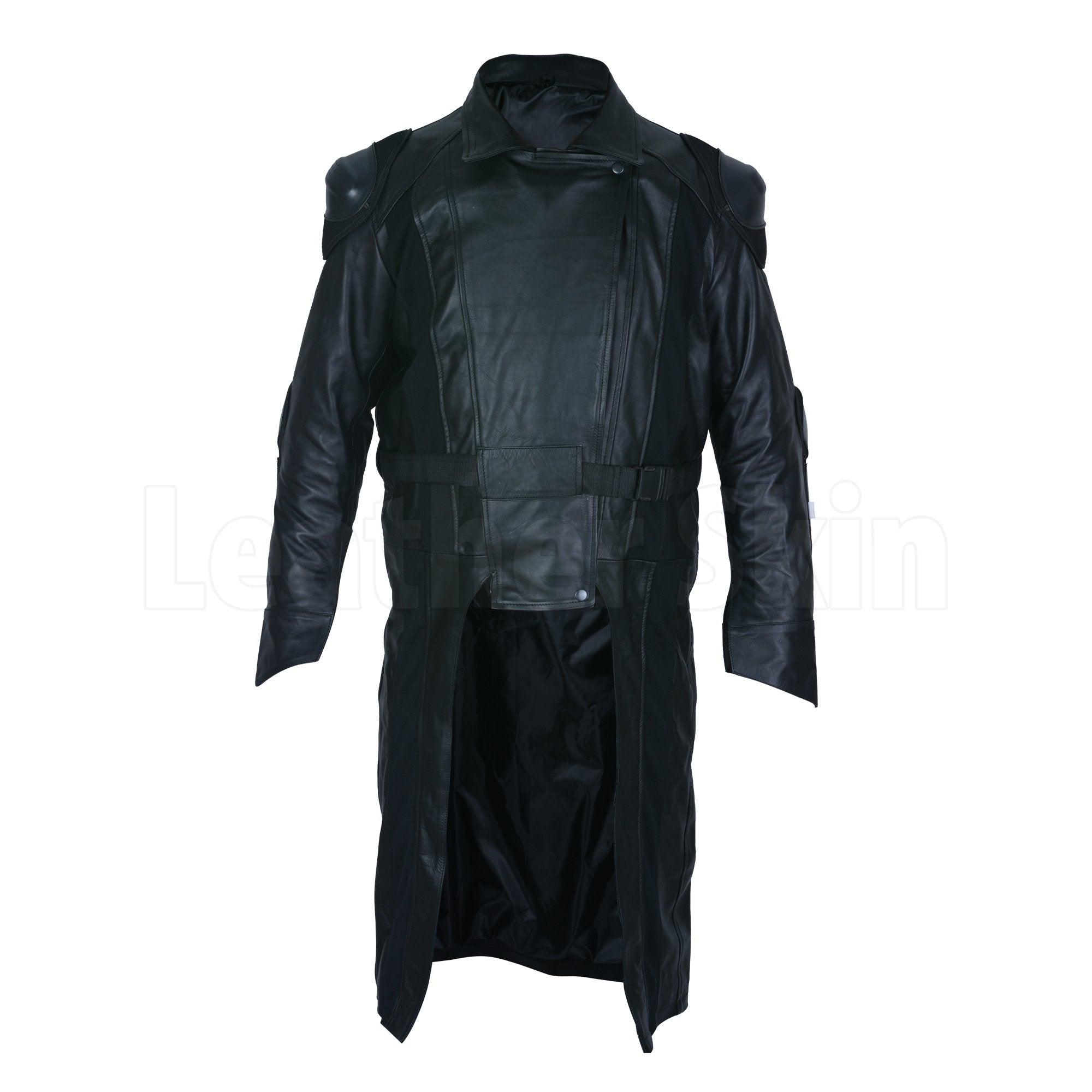 Daring Men Biker Long Coat Black