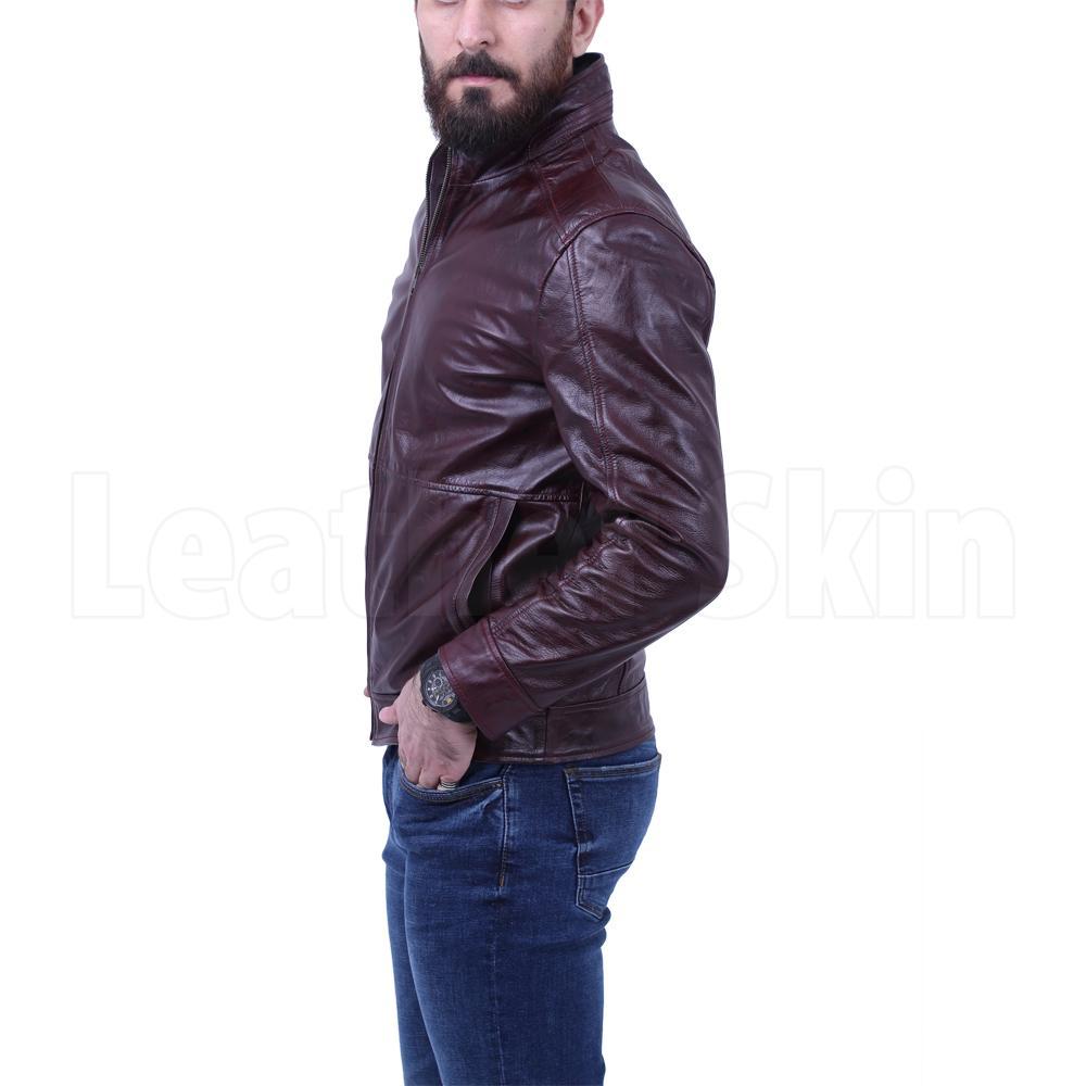 Dark Maroon Waxed leather jacket