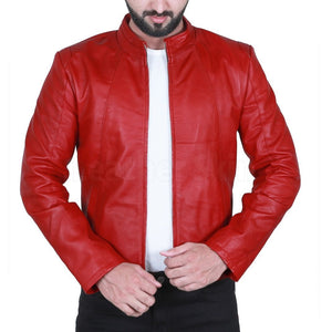 Dashing Red Biker Leather Jacket