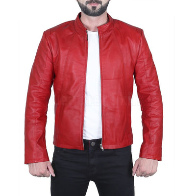Dashing Red Biker Leather Jacket - Leather Skin Shop