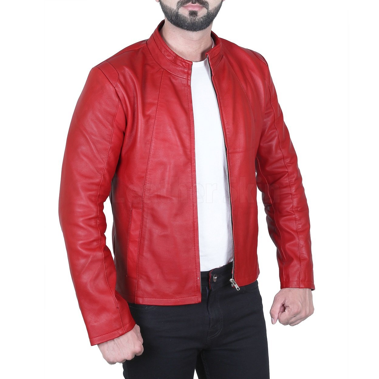 Dashing Red Biker Leather Jacket