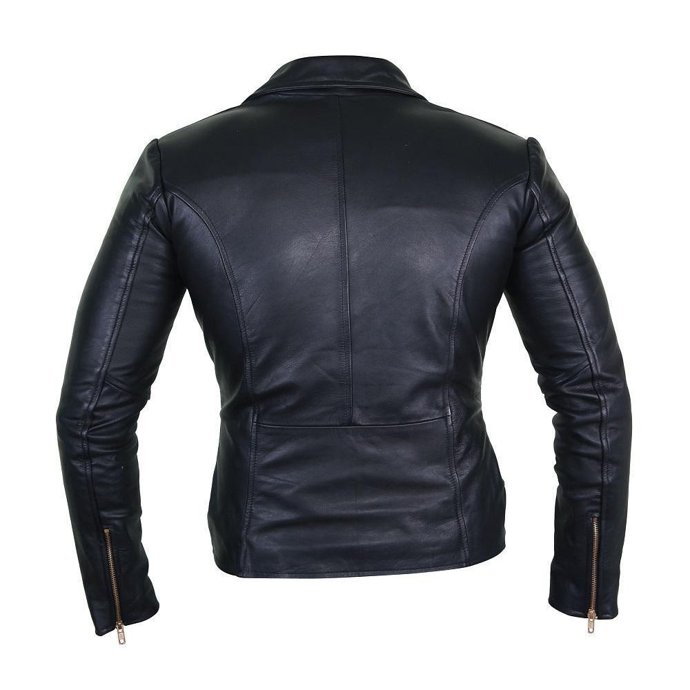 Elegant Black Leather Biker Jacket for Women