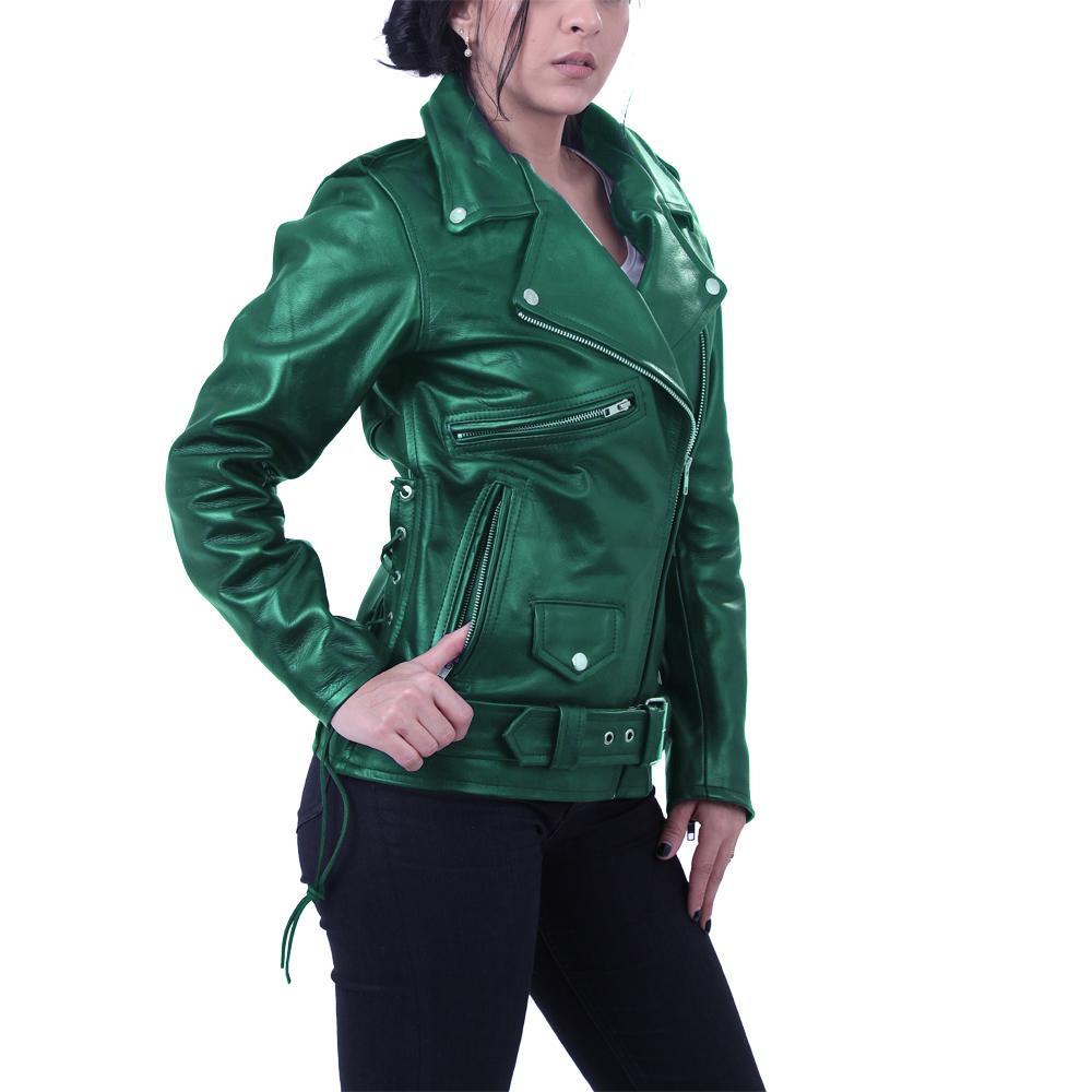 Elegant Green Brando Genuine Leather Jacket