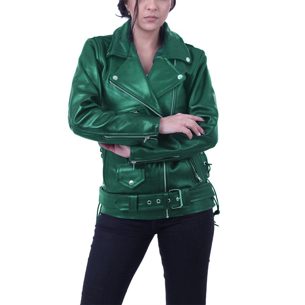 Elegant Green Brando Genuine Leather Jacket