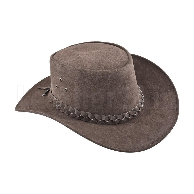 Elegant Suede Leather Cowboy Safari Hat - Leather Skin Shop