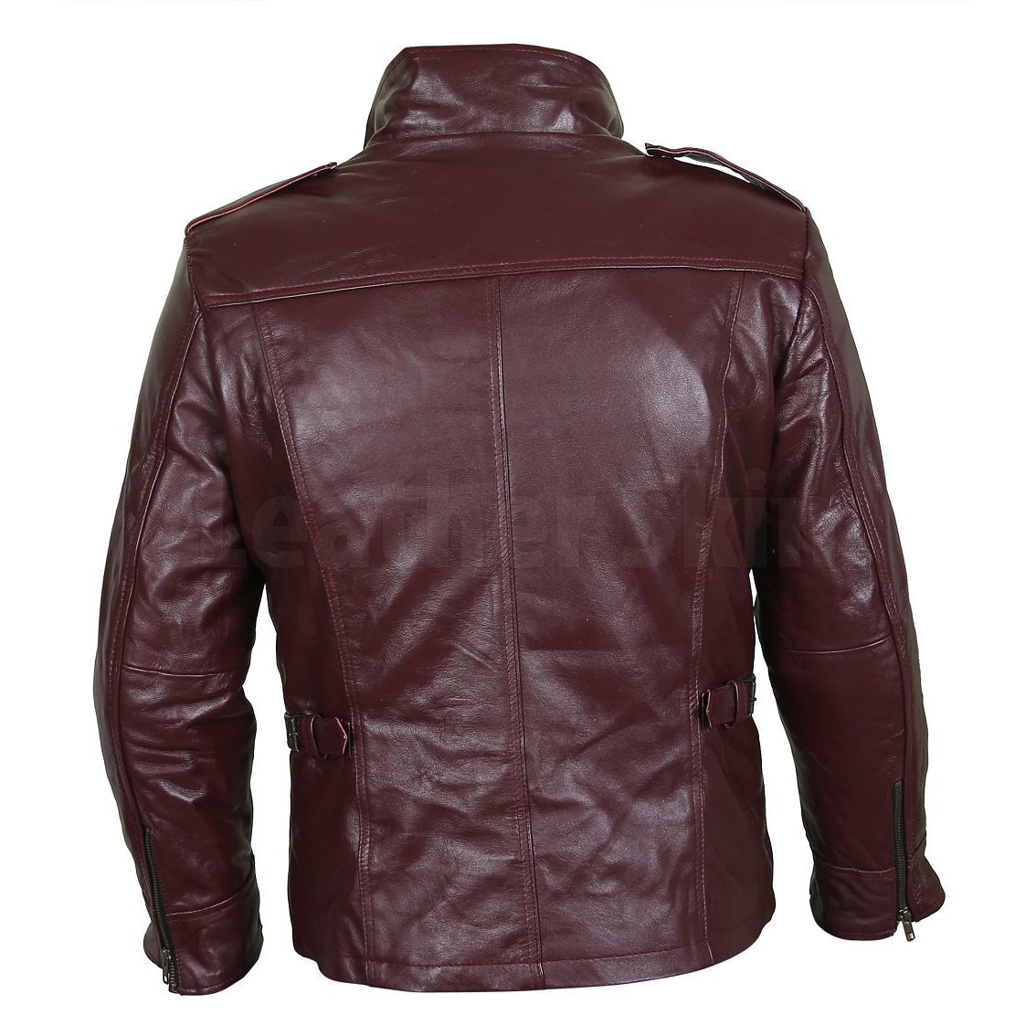 Exceptional burgundy leather field jacket