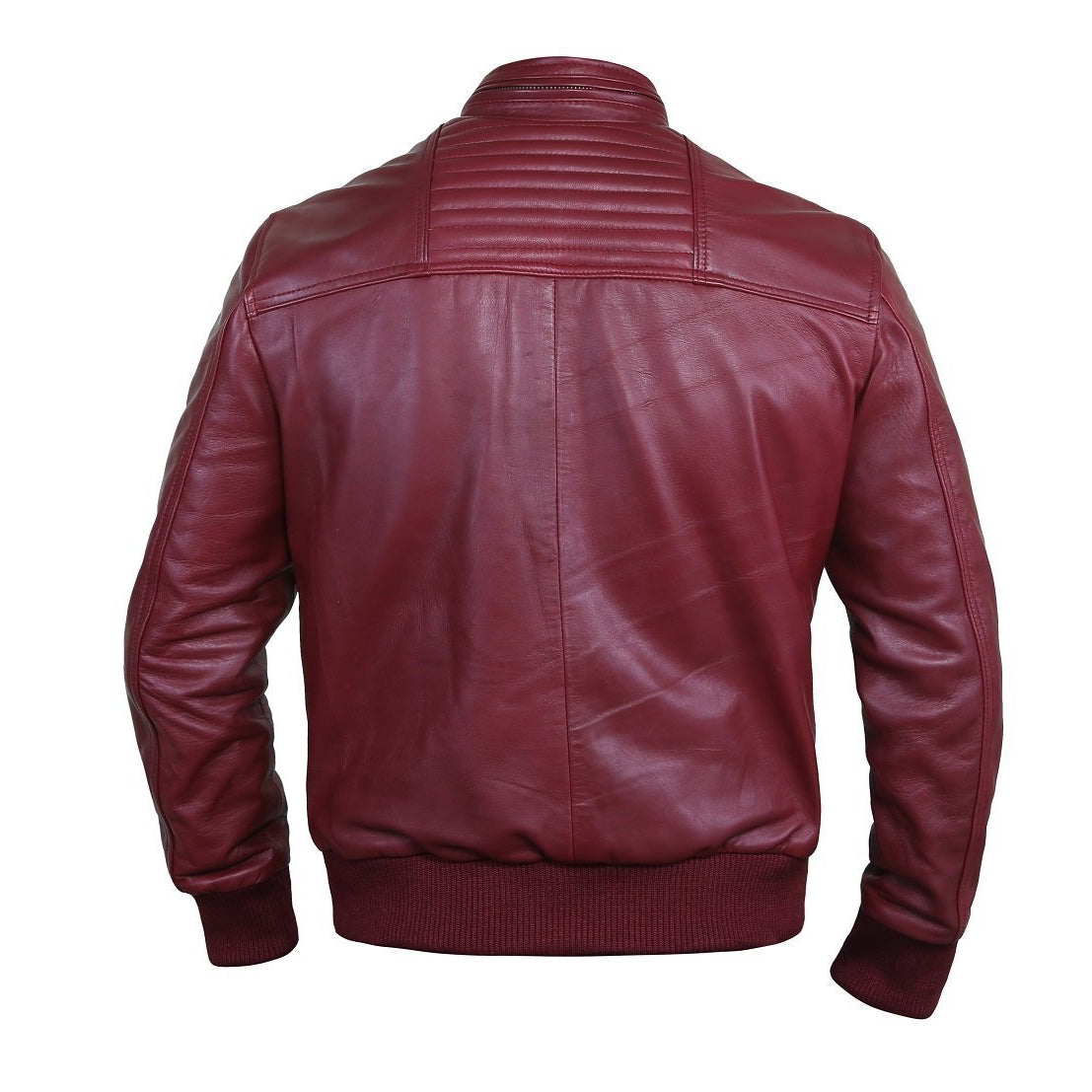 Flashy Sangria Leather Bomber Jacket