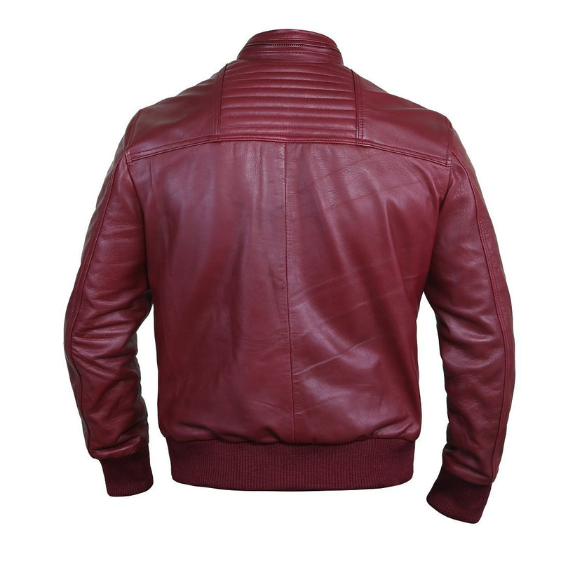 Flashy Sangria Leather Bomber Jacket - Leather Skin Shop
