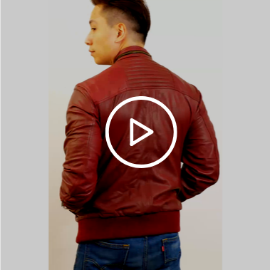 Flashy Sangria Leather Bomber Jacket